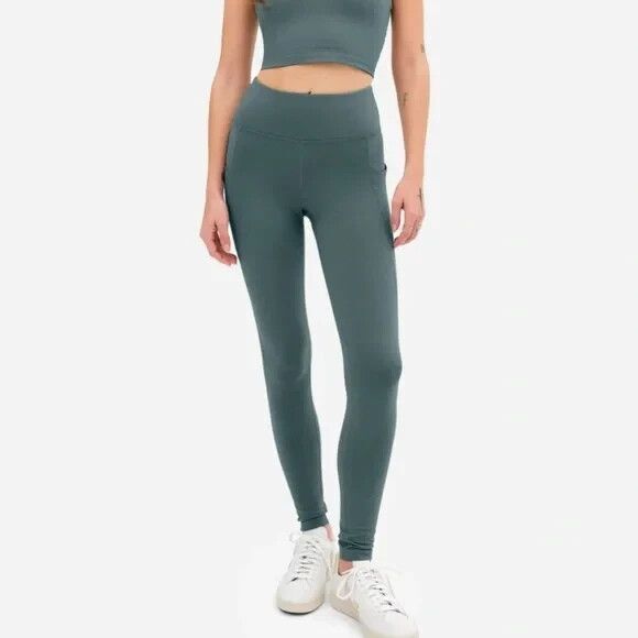 MATE THE LABEL‎ ORGANIC COTTON MIDI LEGGINGS NWT FOREST GREEN - Picture 1 of 9
